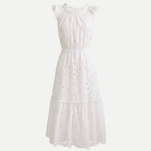 J.crew  Eyelet midi dress-8-white NWT